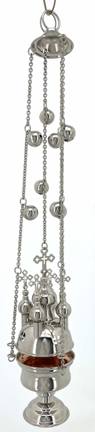 Censer, five-domed, silver, with bells