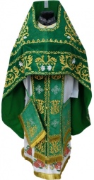 Priest Vestments, Embroidered on Velvet, Embroidered Center with Icons, with Embroidered Galloon