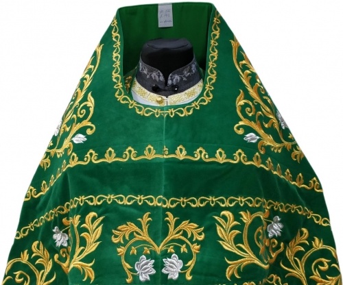 Priest Vestments, Embroidered on Velvet, Embroidered Center with Icons, with Embroidered Galloon