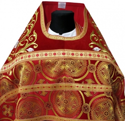 Priest Vestments Combined Brocade "Kyiv Cross" with Embroidered Epitrachelion, Embroidery "Rose"