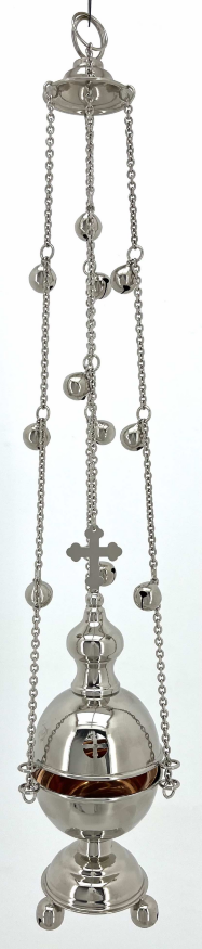Large Round Nickel Incense Burner with Bells