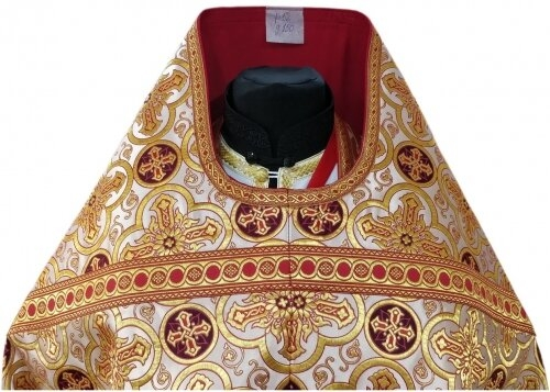 Priest Vestments, Turkish Brocade "Iveron Cross" with Sewn Braid