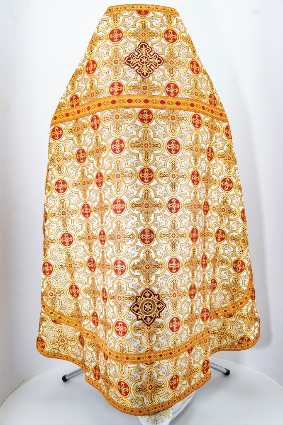 Priest Vestments, Turkish Brocade "Iveron Cross" with Sewn Braid
