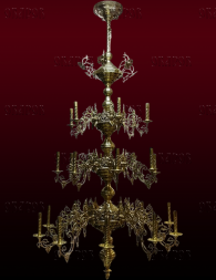 Chandelier, 3 tiers, 24 candles (brass tubes)