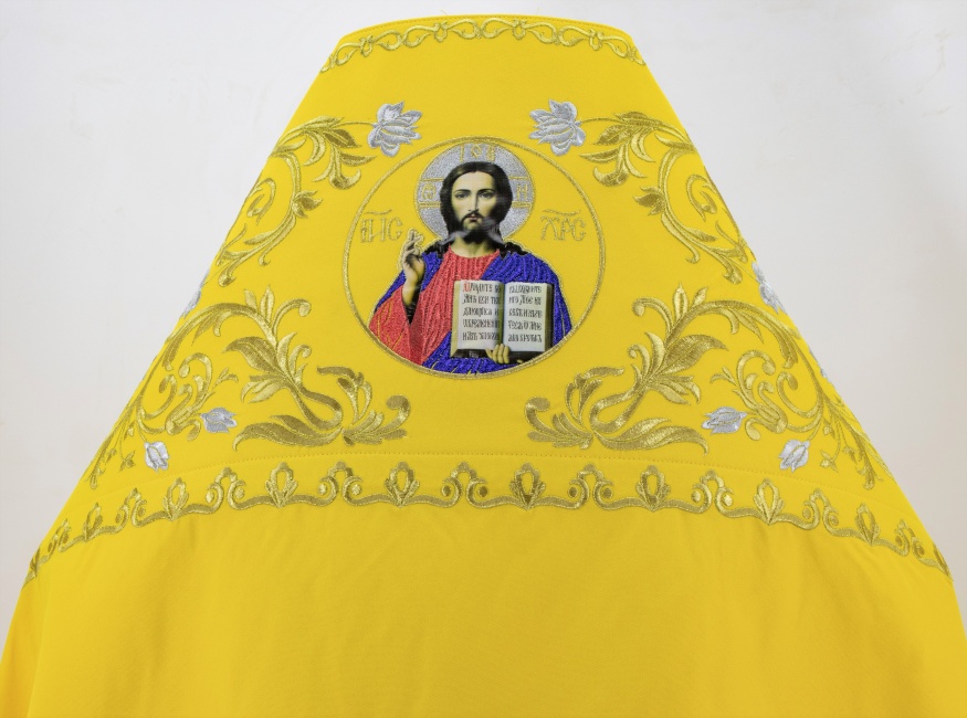 Priest Vestments, Embroidered on Velvet, Embroidered Center with Icons, with Embroidered Galloon