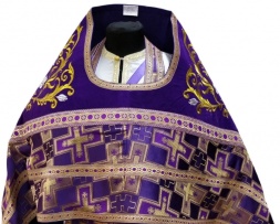 Priest Vestment Combined from Brocade "Patriarchal Cross" with Embroidered Epitrachelion, Embroidery "Rose"