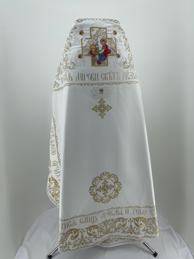 Combined priest vestment embroidered on velvet, with embroidered icons, "Nativity" embroidery