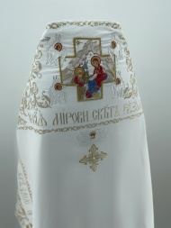 Combined priest vestment embroidered on velvet, with embroidered icons, "Nativity" embroidery