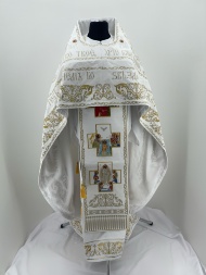 Combined priest vestment embroidered on velvet, with embroidered icons, "Nativity" embroidery