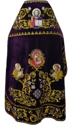 Priest Vestments, Embroidered on Velvet, Embroidered Center with Icons, with Embroidered Galloon