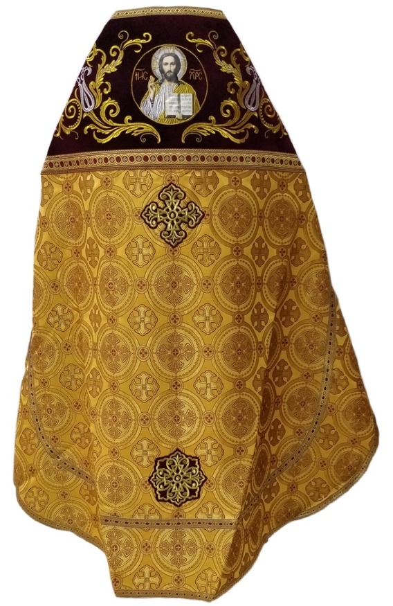 Priest Vestments Combined Brocade "Kyiv Cross" with Embroidered Epitrachelion, Embroidery "New Embroidery"
