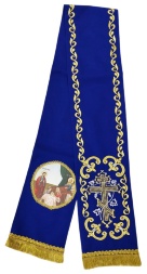 Bookmark with Icon of the Nativity of the Most Holy Theotokos, blue