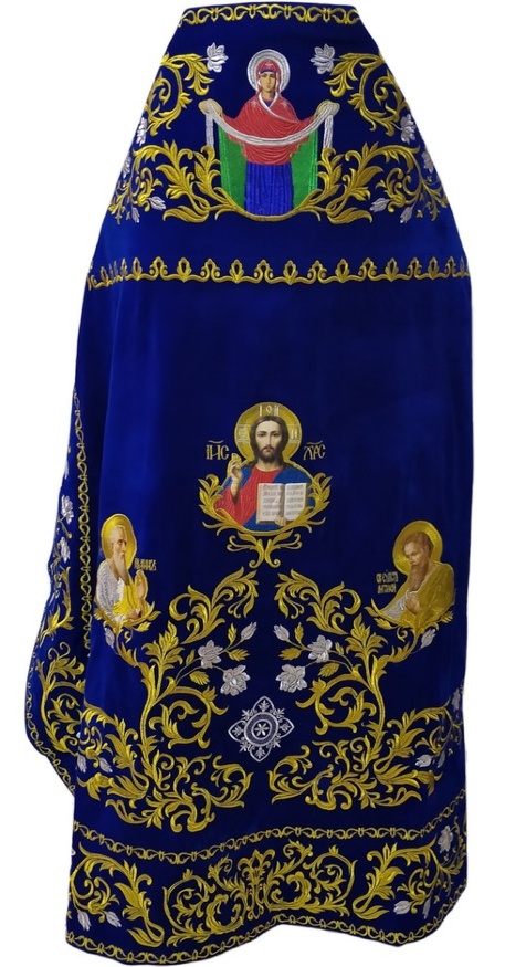 Priest Vestments, Embroidered on Velvet, Embroidered Center with Icons, Embroidered Galloon
