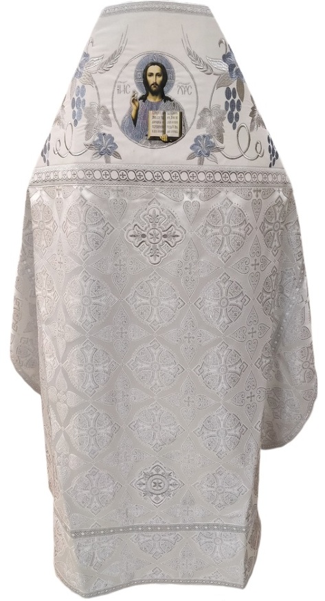 Priest Vestment, Combined Brocade "Florivsky Cross", with Embroidered Epitrachelion, "Lily" Pattern
