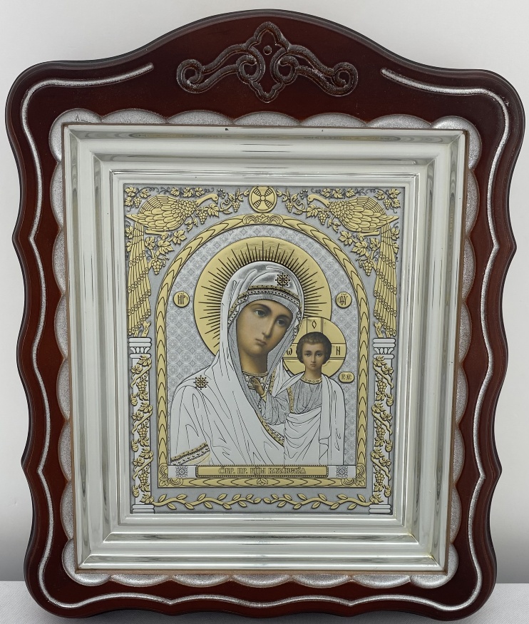 Icons "Wedding Couple" with peacock lettering, in a box, silver plating, 30×24 cm