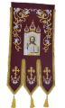 Embroidered Banners (pair), embroidery "lily", embroidered icon and cross