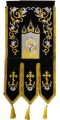 Embroidered Banners (pair), embroidery "lily", embroidered icon and cross