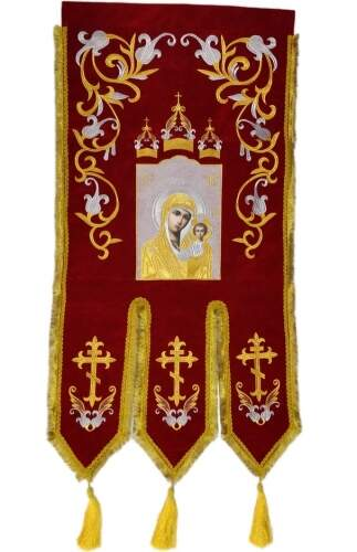 Embroidered Banners (pair), embroidery "lily", embroidered icon and cross