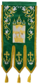 Embroidered Banners (pair), embroidery "lily", embroidered icon and cross