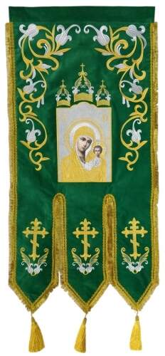 Embroidered Banners (pair), embroidery "lily", embroidered icon and cross