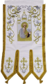 Embroidered Banners (pair), embroidery "lily", embroidered icon and cross