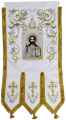 Embroidered Banners (pair), embroidery "lily", embroidered icon and cross