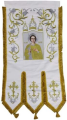 Embroidered Banners (pair), embroidery "lily", embroidered icon and cross