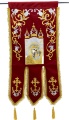 Embroidered Banners (pair), embroidery "lily", embroidered icon and cross