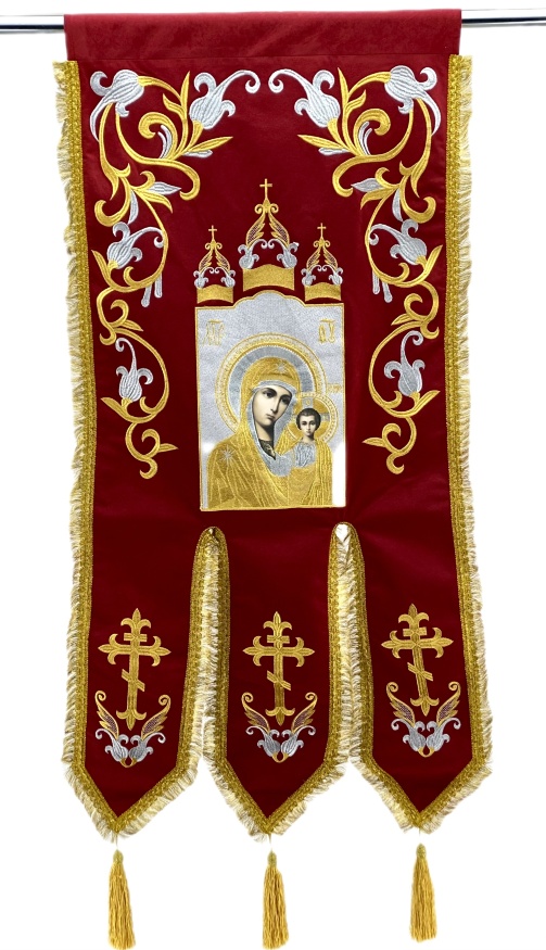 Embroidered Banners (pair), embroidery "lily", embroidered icon and cross