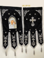 Embroidered Banners (pair), embroidery "lily", embroidered icon and cross