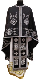 Priest Vestments, Greek Cut, Embroidered Gabardine, "Kolo" Embroidery with Sewn Braid
