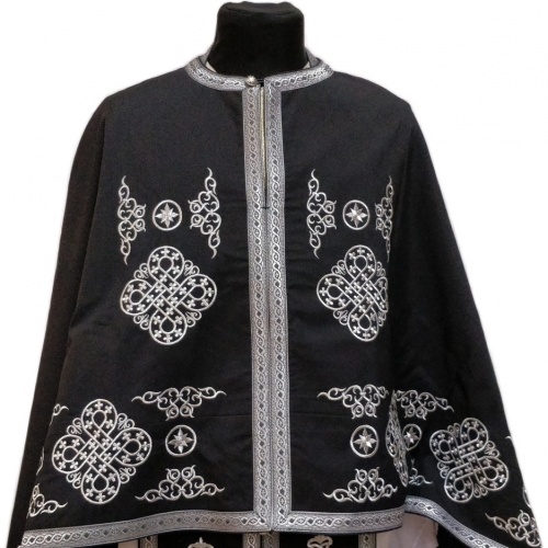 Priest Vestments, Greek Cut, Embroidered Gabardine, "Kolo" Embroidery with Sewn Braid