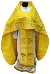 Priest Vestments, Embroidered on Velvet, Embroidered Center, with Embroidered Galloon