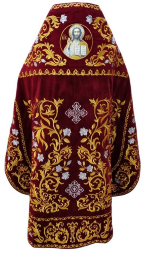 Priest Vestments, Embroidered on Velvet, Embroidered Center, with Embroidered Galloon