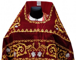 Priest Vestments, Embroidered on Velvet, Embroidered Center, with Embroidered Galloon