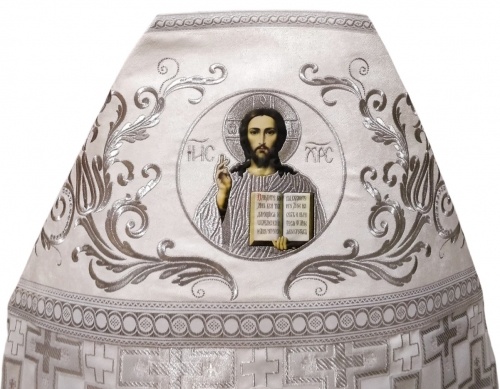 Priest Vestments Combined from Brocade "Patriarchal Cross" with Embroidered Epitrachelion, Pattern "New Embroidery"