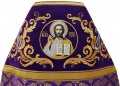 Combined Vestment Made of Purple Brocade with Embroidered Epitrachelion Fabric "Flory Cross" Embroidery "New Pattern"