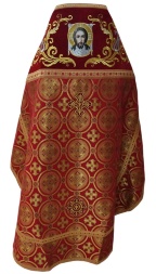 Priest Vestments Combined from Brocade "Kyiv Cross" with Embroidered Epitrachelion, Embroidery "New Pattern"