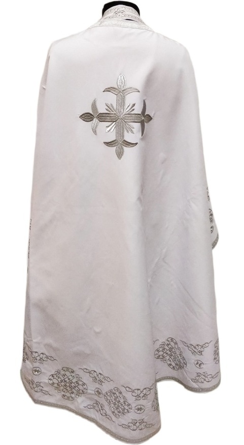 Priest Vestments, Greek Style, Embroidered on Gabardine, "Kolo" Embroidery with Sewn Braid