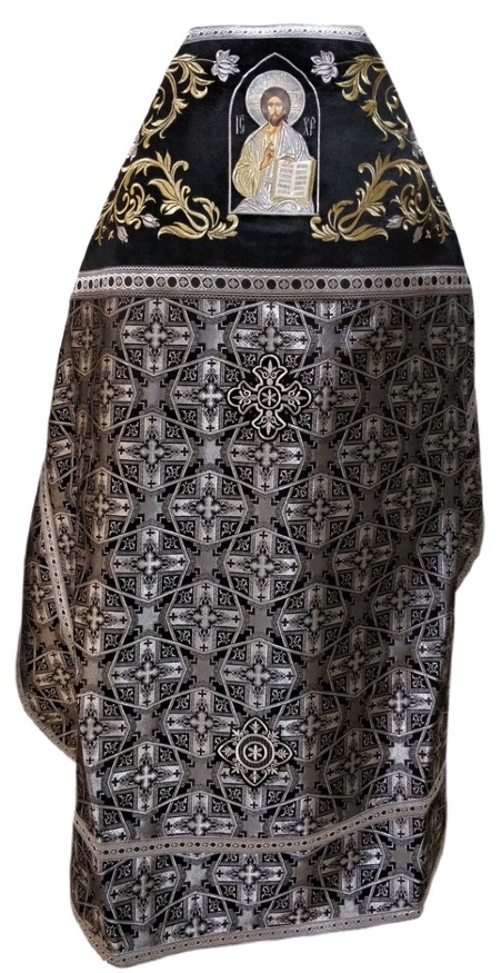 Priest Vestments Combined Brocade “Bethlehem Cross” with Embroidered Epitrachelion, Embroidery “Rose”