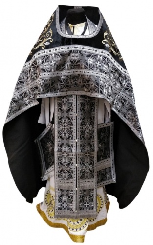 Priest Vestments Combined Brocade “Bethlehem Cross” with Embroidered Epitrachelion, Embroidery “Rose”