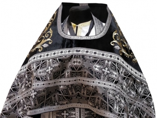 Priest Vestments Combined Brocade “Bethlehem Cross” with Embroidered Epitrachelion, Embroidery “Rose”