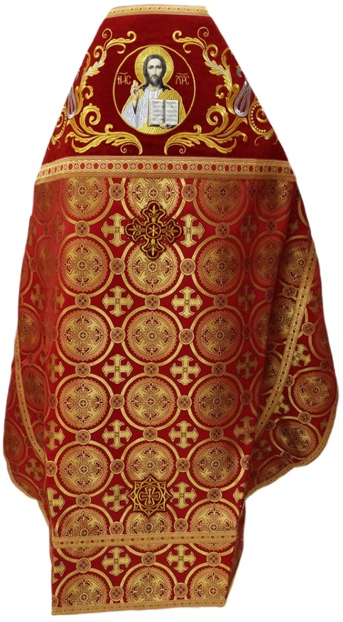 Priest Vestments Combined from Brocade "Kyiv Cross" with Embroidered Epitrachelion, Embroidery "New Embroidery"