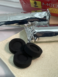 Charcoal 100 pieces diameter 3.5 cm red packaging, Greece