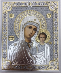 Icon of the Mother of God "Kazan" (gray background) 18×15