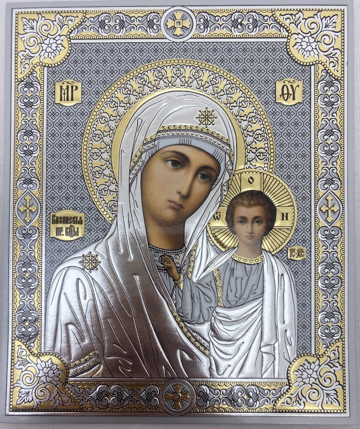Icon of the Mother of God "Kazan" (gray background) 18×15