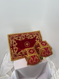 Embroidered Veil and Aer on Velvet with Cross, Embroidery "Burning Bush"
