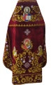 Vestments for Priest, Embroidered on Velvet, Embroidered Center with Icons, with Embroidered Galoon Trim
