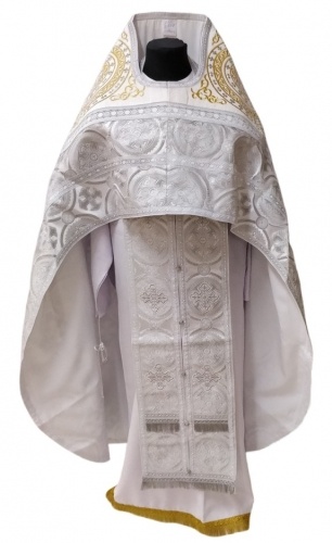 Priest Vestments Combined from Brocade "Kyiv Cross", with Embroidered Epitrachelion, Embroidery "Circle"