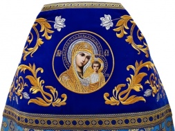 Priest Vestments Combined from Brocade "Kyiv Cross" with Embroidered Epitrachelion, Embroidery "Rose"